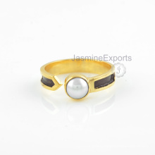 Water Pearl Ring, 18k Gold Pearl Gemstone Rings Handmade Jewelry